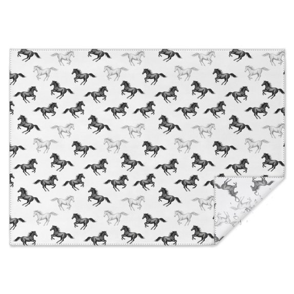 Horse Monochrome Run White Pattern Rectangular Tablecloth 60x84 Inch, Waterproof Stain Resistant Decorative Table Cover for Dining, Party & Wedding