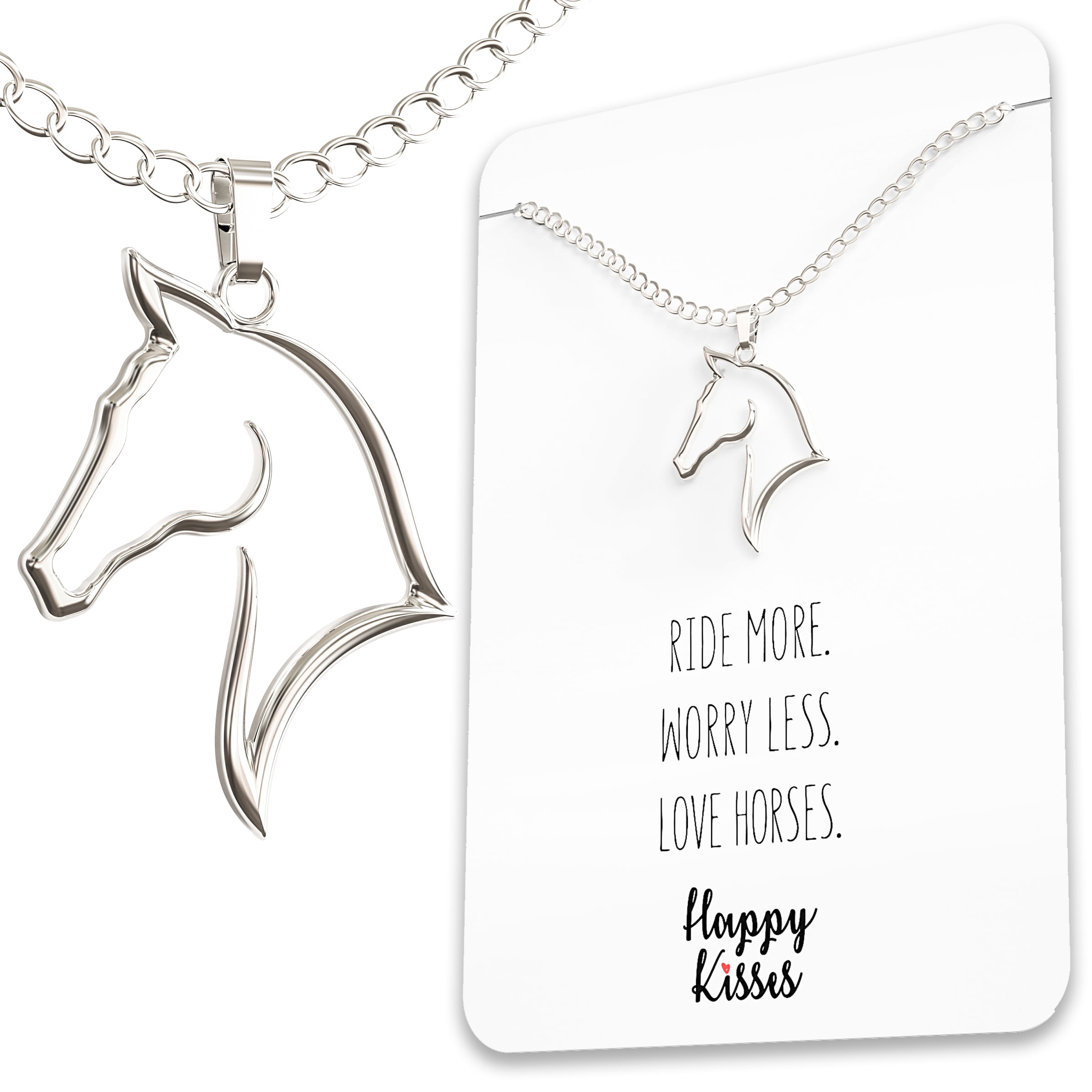 Limited Edition Sterling Silver Horse Head in Heart Necklace - Show Stable  Artisans