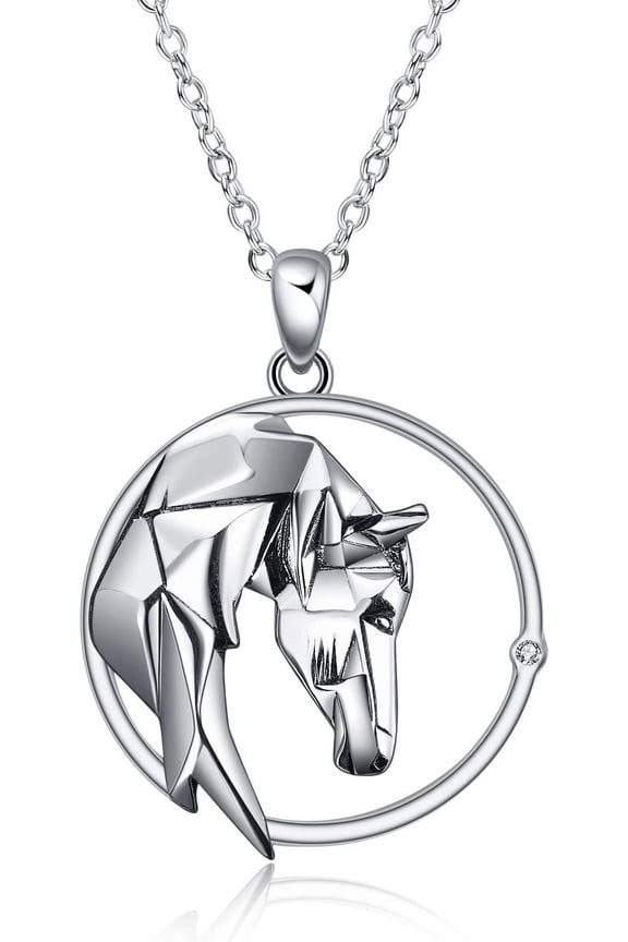 Horse Necklace Sterling Silver Origami Horse Pendant Necklace Mothers Day Gifts for Women Wife Girlfriend