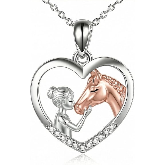 Horse Necklace for Women, Colorful CZ Equestrian Jewelry Gift for Horses Lovers, Daughter, Mom