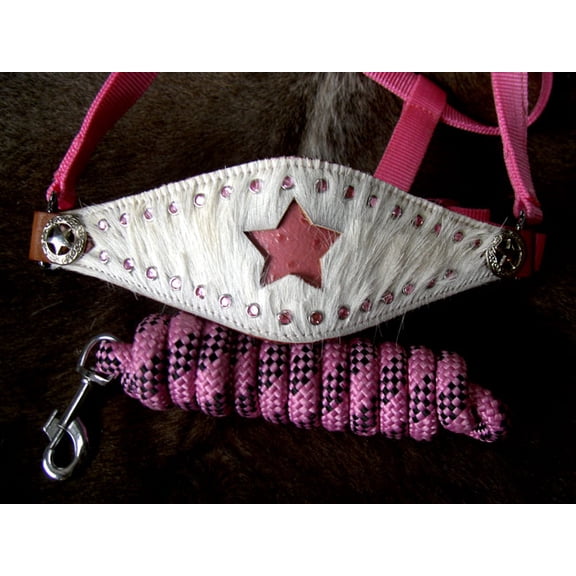 Horse Noseband Tack Bronc Leather HALTER Tiedown Lead Rope 28011