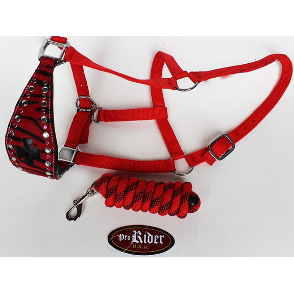 Horse Noseband Tack Bronc Leather HALTER Tiedown Lead Rope 280326