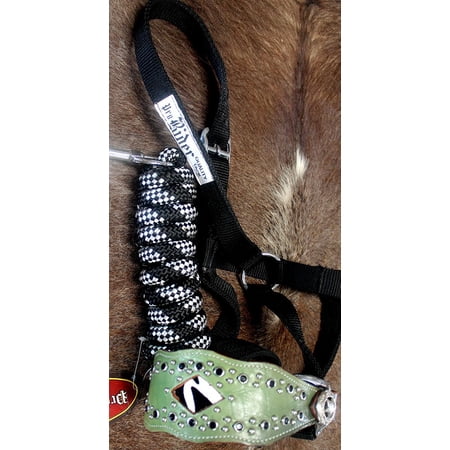 Horse Noseband Tack Bronc Leather HALTER Tiedown Lead Rope 280349