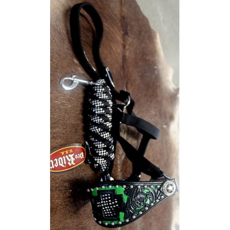 Horse Noseband Tack Bronc Leather HALTER Tiedown Lead Rope 280352