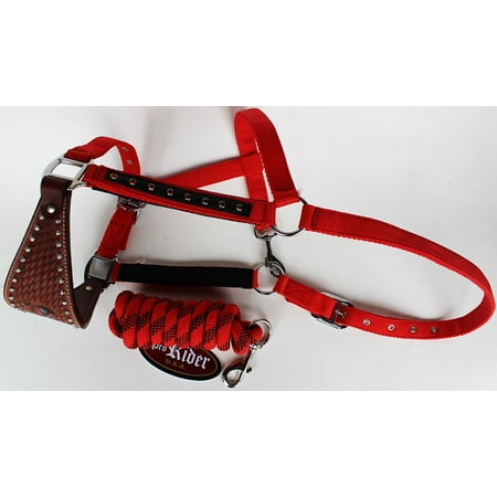 Horse Noseband Tack Bronc Leather HALTER Tiedown Lead Rope 280623