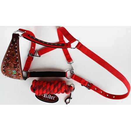 Horse Noseband Tack Bronc Leather HALTER Tiedown Lead Rope 280629