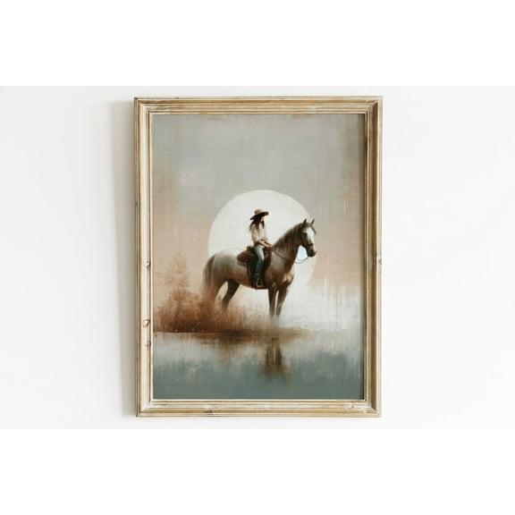 Horse Nursery Decor, Girl And Horse Wall Decor, Girls Room Decor, Horse Wall Art For Girl, Vintage Equestrian Art, Girl Wall Art Wall Art, Modern Wall Decor, 24x36 UNFRAMED