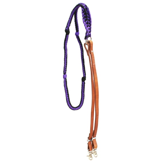 Horse Nylon Hand Braided Roping Knotted Barrel Reins Leather Purple 607243PR