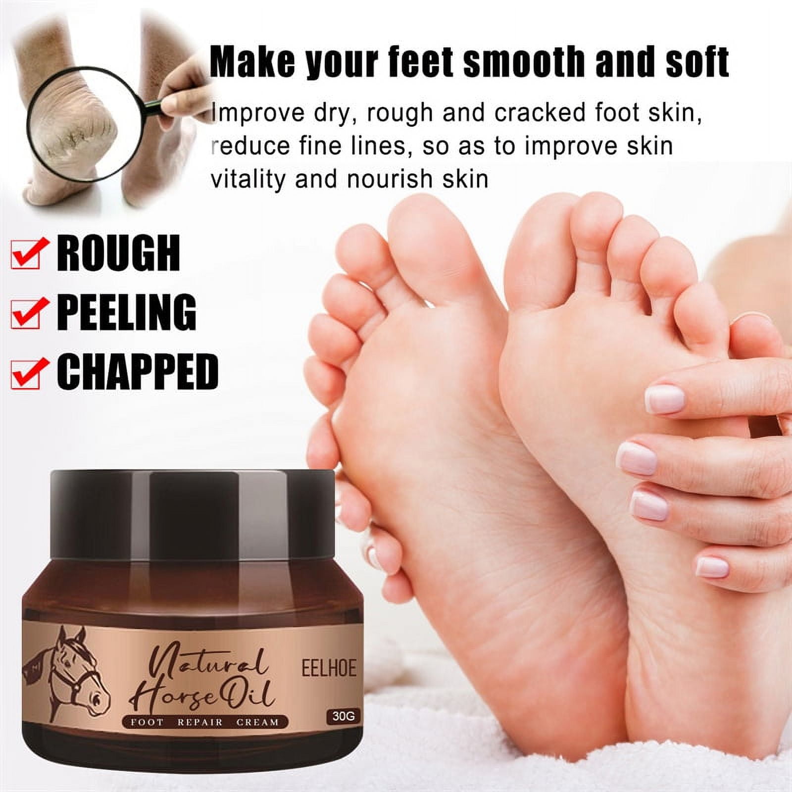 Monfince Foot Cream Horse Oil ,Best Callus Remover for Feet, Knees& Elbows,Natural Moisturizes Nourishes Softens Dry, Rough, Cracked, Dead Skin , 30g