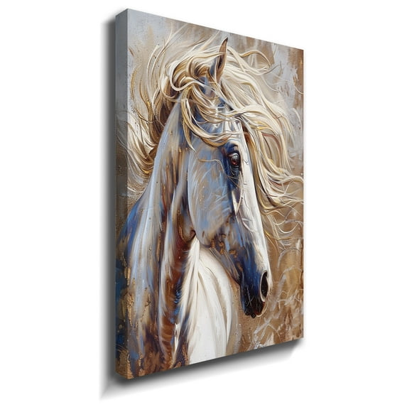 Horse Oil Painting Galloping White Horse Canvas Art Framed Horse Picture Wall Art For Livingroom Bedroom Office
