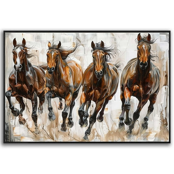Horse Oil Painting Running Horse Canvas Art Framed Horse Picture Wall Art For Livingroom Bedroom Office