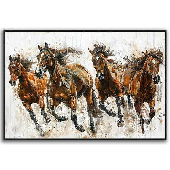 Horse Oil Painting Wild Horse Canvas Art Framed Horse Picture Wall Art For Livingroom Bedroom Office