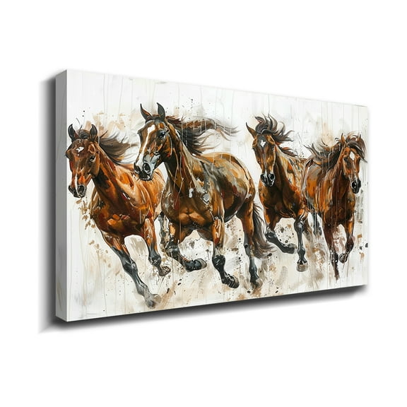 Horse Oil Painting Wild Horse Canvas Art Framed Horse Picture Wall Art For Livingroom Bedroom Office
