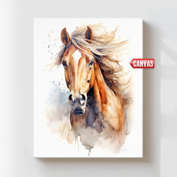 Horse On Equestrian Drawing Wild Modern Portrait Boho Neutral Running ...
