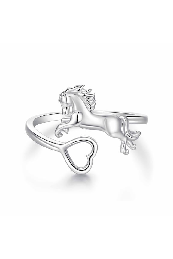 Horse Open Ring 925 Sterling Silver Minimalist Elegant Everyday Wear
