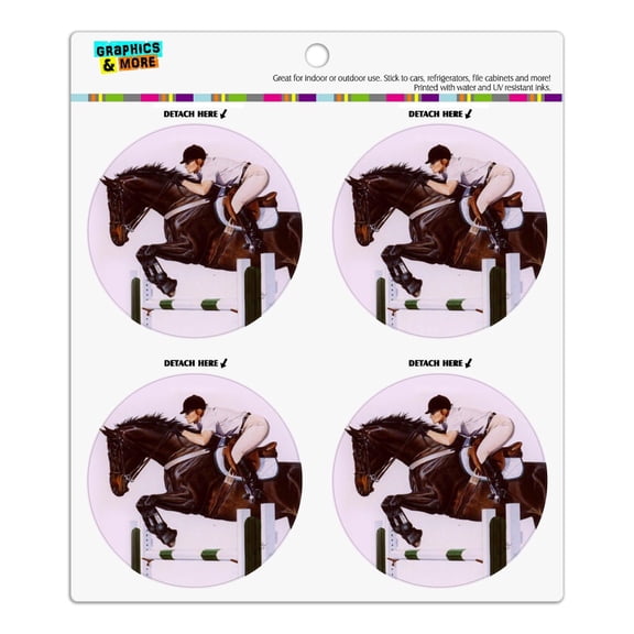Horse Open Stadium Show Jumping Refrigerator Fridge Locker Vinyl Circle Magnet Set