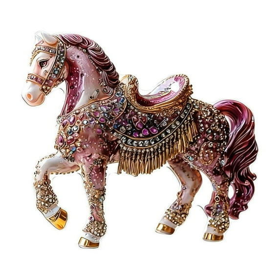 Horse Ornament for Christmas Tree, Horse Gifts for Friend and Horses Lovers, Equestrian Gifts, Xmas Acrylic Flat Decoration for Kids (Purple)