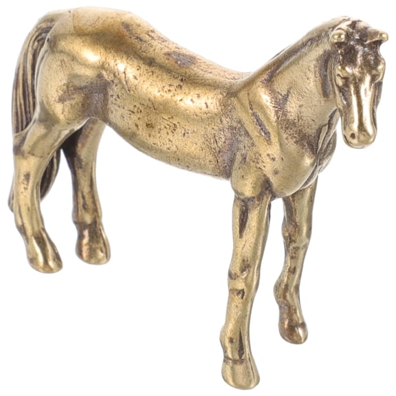 FELTECHELECTR Small Horse Figurines Brass Statue Golden 1 Pcs Office Decoration
