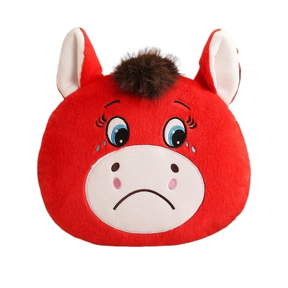 Horse P Pillow, Funny Smiling and Crying Face Throw Pillow, Chinese Zodiac Year of the Horse Decor, Soft Cushion for Couch, Bed, and Gifts, 14 Inch Round