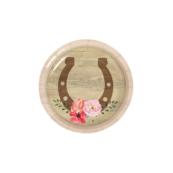 Fun Express Horse Party Horseshoe Paper Dessert Plates, Birthday, 8 Count