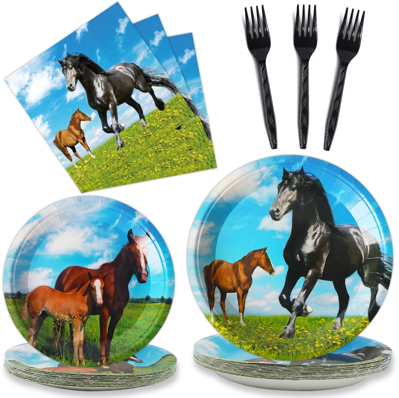 Horse Party Supplies Birthday Plates Napkins Tableware Set Wild Horse