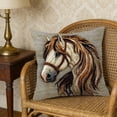 thumbnail image 1 of Horse Pattern Printed Plush Pillow Cover with Embroidered Style Decoration for Sofa Bedroom Living Room Home Decor Soft Comfortable Accent Throw Pillow Case, 1 of 6