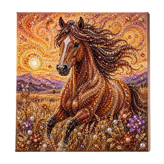 Horse Pearl Painting DIY Kit with Frame, Crystal Rhinestone Diamond Art Craft Set, Framed Paint with Diamonds Wall Decor Gift for Adults Beginners
