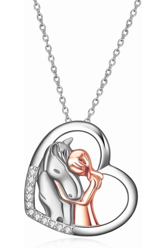 Horse Pendant Necklace Jewelry 925 Sterling Silver Women Embrace Horse Gift For Women
