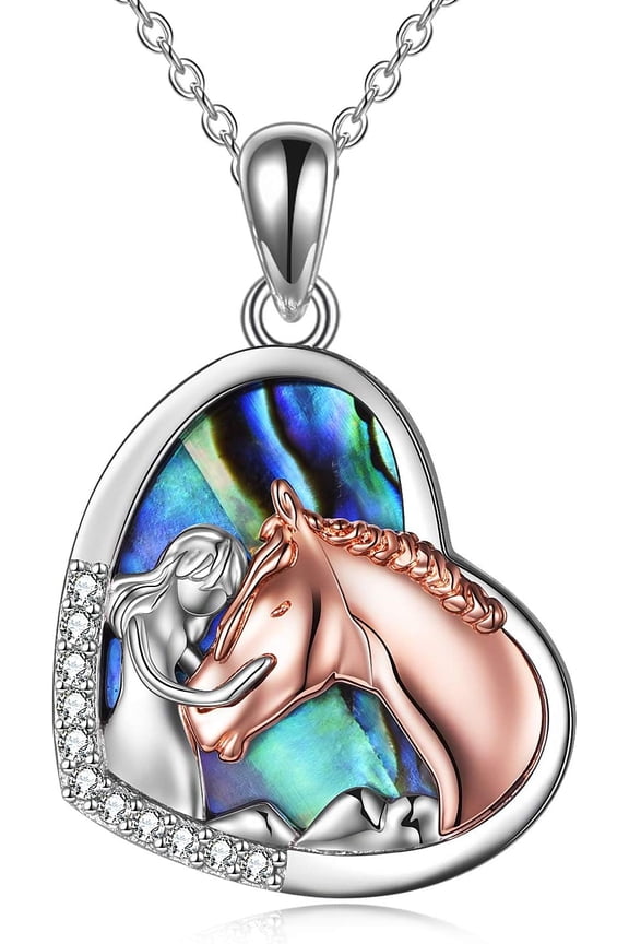 Horse Pendant Necklace Jewelry 925 Sterling Silver Women Embrace Horse Gift for Women