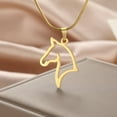 thumbnail image 1 of Horse Pendant Necklaces 14K Yellow Gold Necklace Animal Horse Head Horserace Chain Horse Lover Lucky Amulet Jewelry, 1 of 8