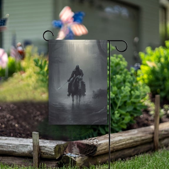 Horse Person and Trees Garden Flag Double Sided Outdoor Banners for Courtyard Outdoor Lawn Farmhouse Holiday Decorations