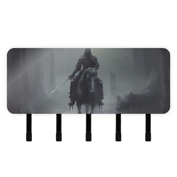 Horse Person and Trees Mail Holder Organizer Wall Mount with Shelf Key Holder Key Rack with 5 Key Hooks for Wall Decorative