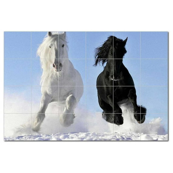 Horse Photo Ceramic Tile Mural Kitchen Backsplash Bathroom Shower, 405241-XL64