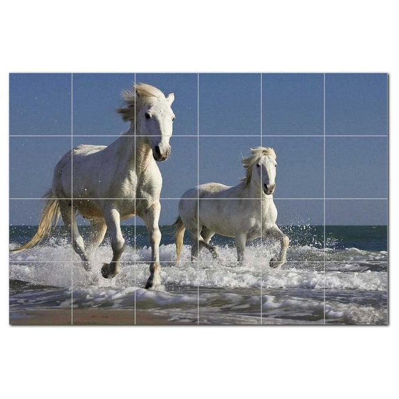 Horse Photo Ceramic Tile Mural Kitchen Backsplash Bathroom Shower, 405258-XL64