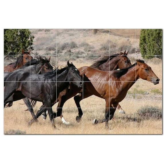 Horse Picture Ceramic Tile Mural Kitchen Backsplash Bathroom Shower, 405305-L64