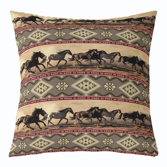 Horse Pillow Cover Aztec Stripes Throw Pillow Cover 16x16 Inch African