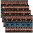 thumbnail image 1 of Horse Placemats Set of 4, Horse Hoof Nail Placemats for Dining Table, Bohemian Folk Style Washable Fabric Decoration Table Mats Placemat 18"x12", 1 of 3