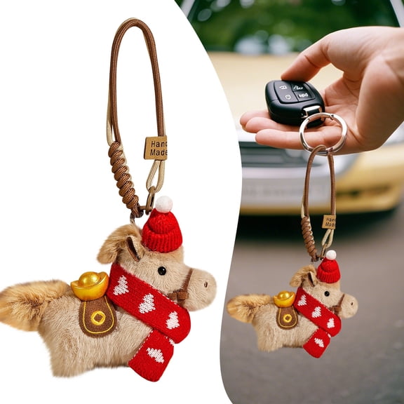 Horse Plush Keychain 2026 Cute Year Of Horse Mascot Bag Charm & Pendant 2026 Year Of Horse Mascot Keychain Cute Soft Horse Plush Bag Charm Fun Pendant Decoration Mascot, A