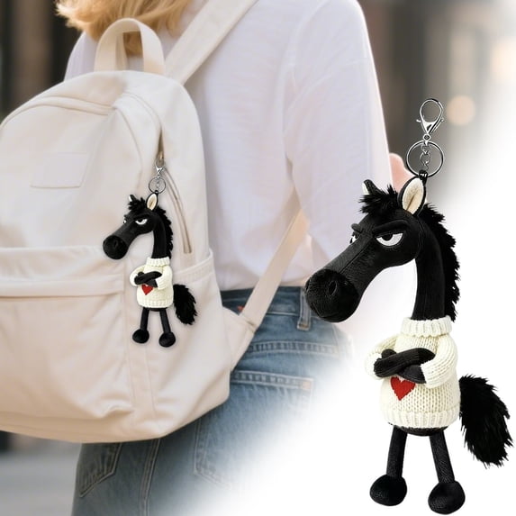 Horse Plush Keychain With Sweater Cute Animal Charm For Bags And Backpacks Zipper Pull Gift Accessory For Kids Adults