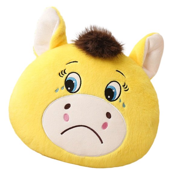 Horse Plush Pillow Smiling Crying Design For New Year Home Decor Soft Cotton Filling