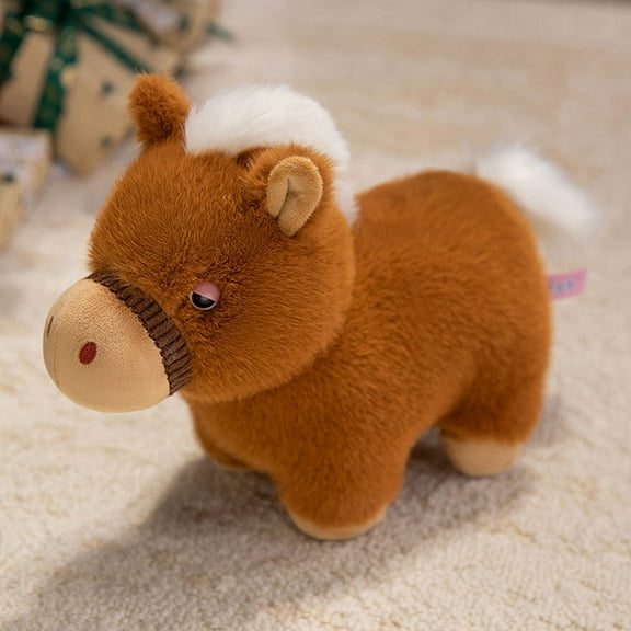 Horse Plush Toy, Realistic Pony Stuffed Animal for Year of Horse Celebration