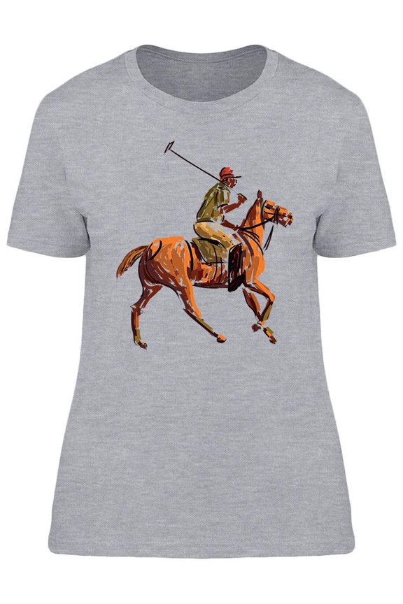 Horse Polo Stroked Design T-Shirt Women -Image by Shutterstock, Female Small
