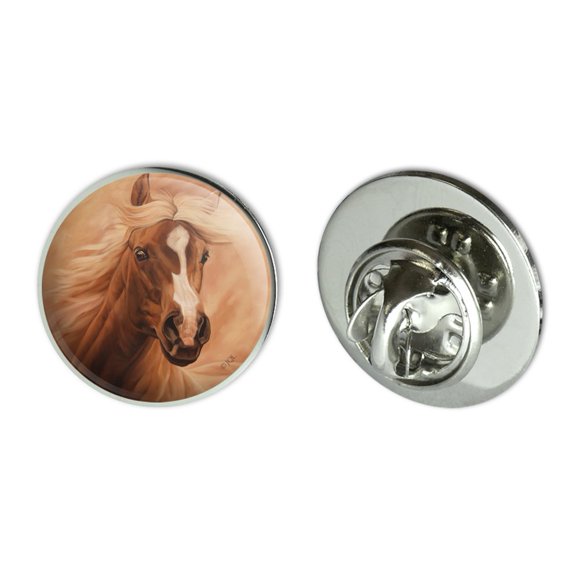 Horse Portrait Peach Metal 0.75" Lapel Hat Pin Tie Tack Pinback