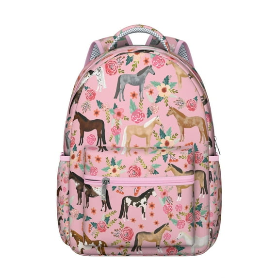 Horse Power Backpack - Waterproof School Bag with Running Stallion Graphics - Trendy Equestrian Backpack for High School Teens