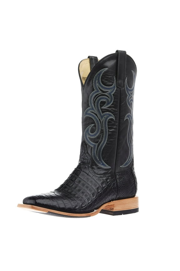 Horse Power Black Caiman Leather Stacked - Boot Mens Western - Hp8002