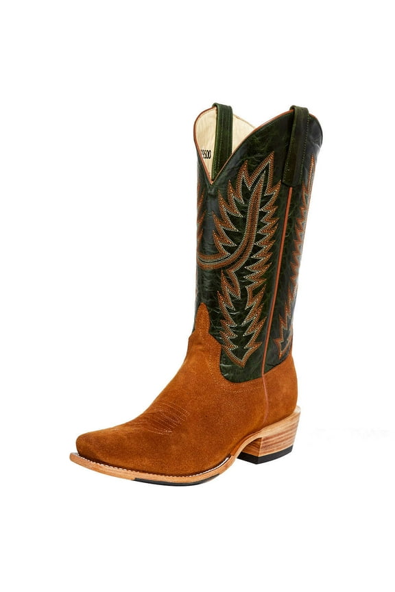 Horse Power Boots Men`s Top Hand Camel Suede Rouhgout 13` Emerald Top Cutter Toe Boot Tan 11 D