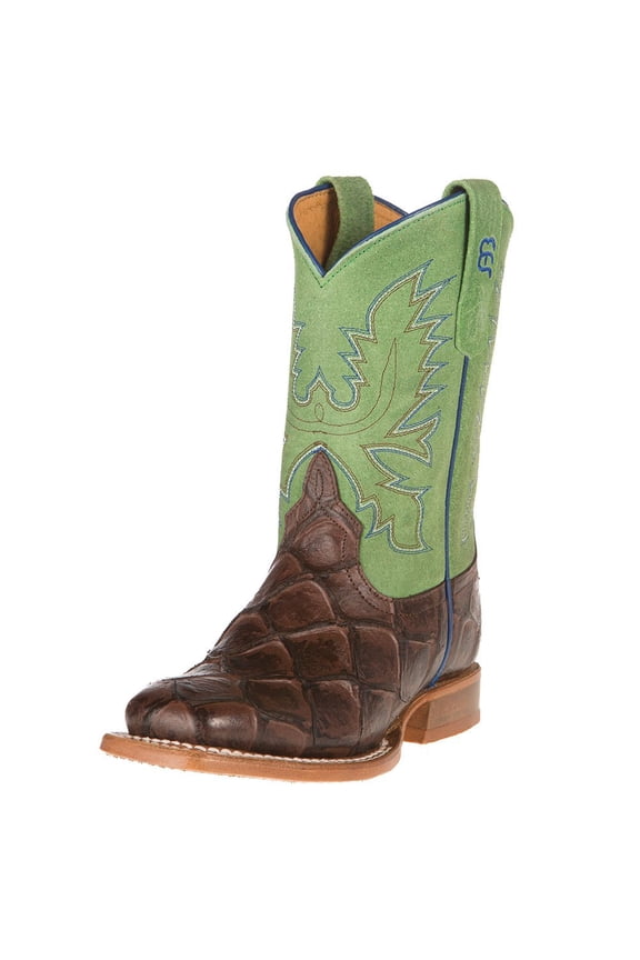 Horse Power Boys' Filet Of Fish Print Boot Square Toe Brown 13 D