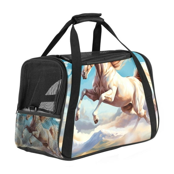 Horse Premium Fabric Pet Bag - Durable 900D Oxford Cloth, Sherpa Base, and Nylon Webbing - Size: 17x10x11.8in, Ideal for Travel and Outdoor Adventures!