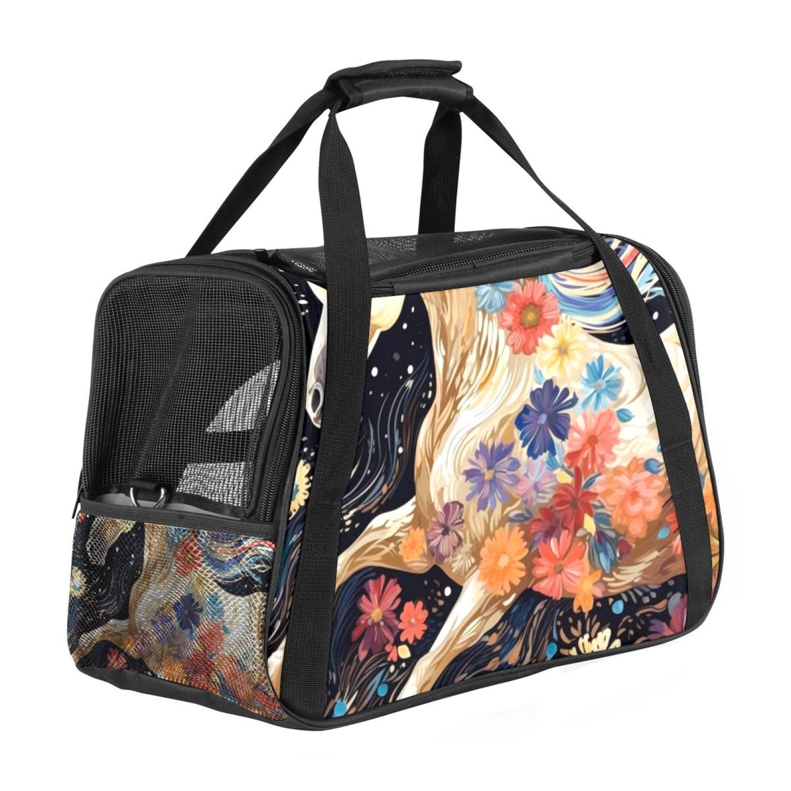 Horse Premium Pet Travel Bag Durable 900D Oxford Cloth, Sherpa Base