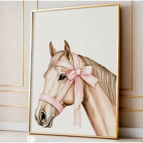 Horse Print, Pink Bow Equestrian Art Home Decor #2606, Unframed Poster Size 8x12